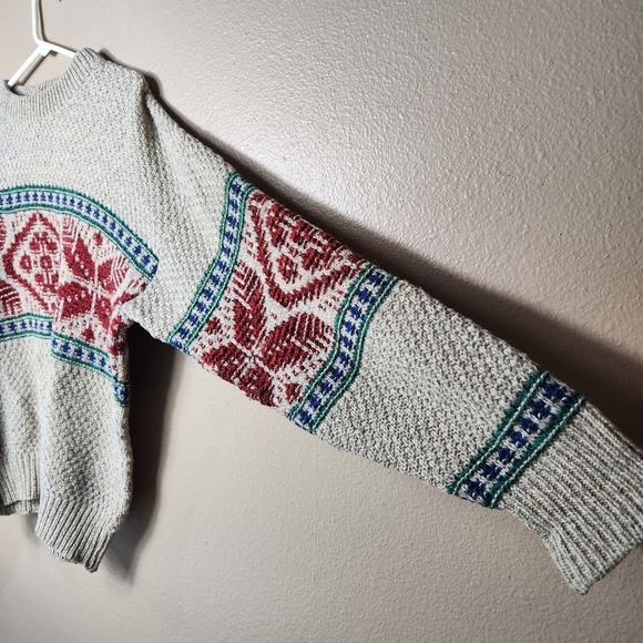 VTG American Eagle  Mens |L| Wool Blend Fair Isle Nordic Knit Crew Neck Sweater - Picture 4 of 7